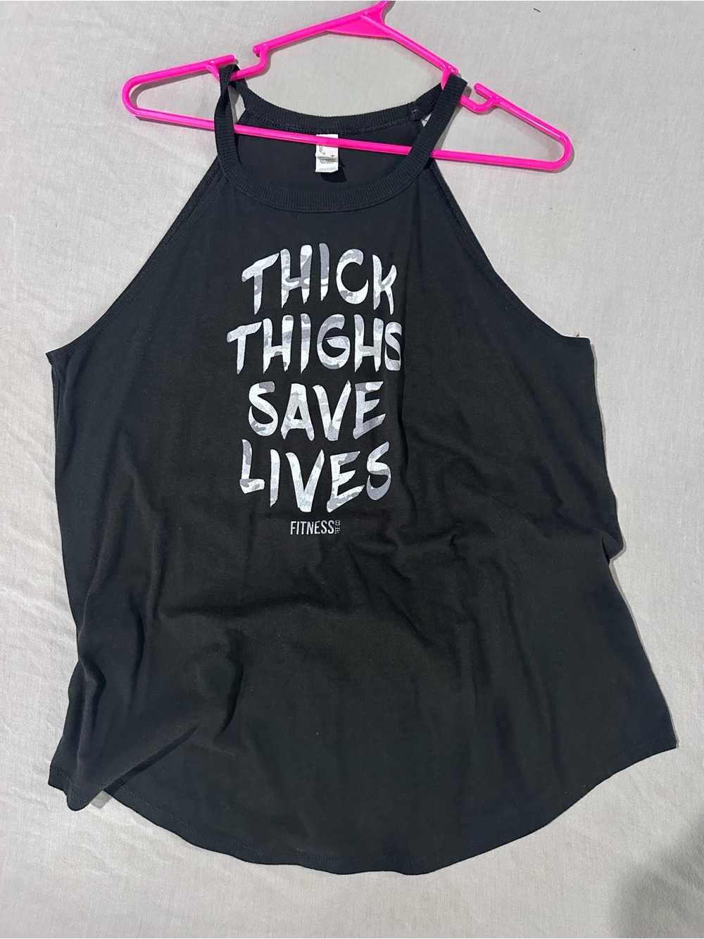 Fitness Graphic Halter Tank Top - Black